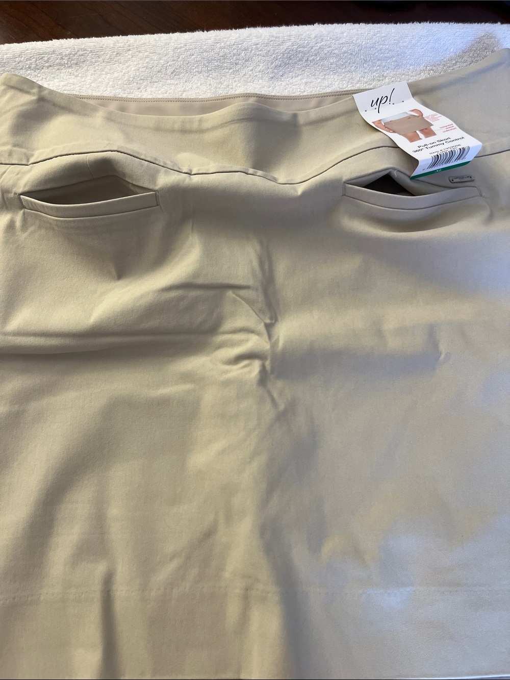 Up! Pull-On Mini Skort in Tan with Tummy Control - Picture 8 of 14